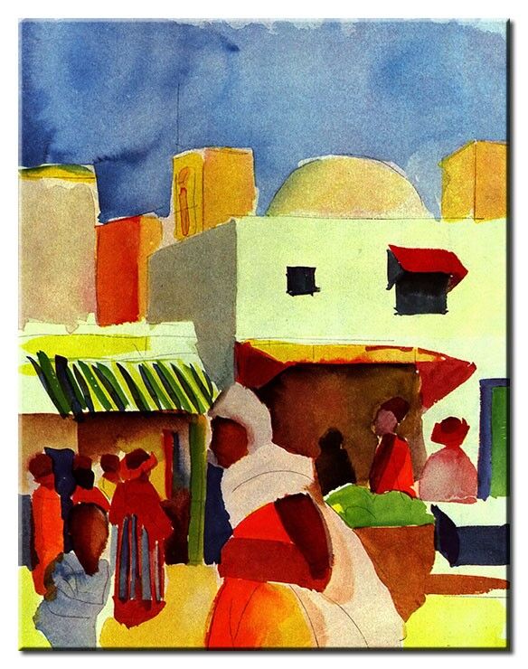 Leinwandbild August Macke - Markt in Tunis August Macke Bilder - Markt in Tunis-100 x 130 cm
