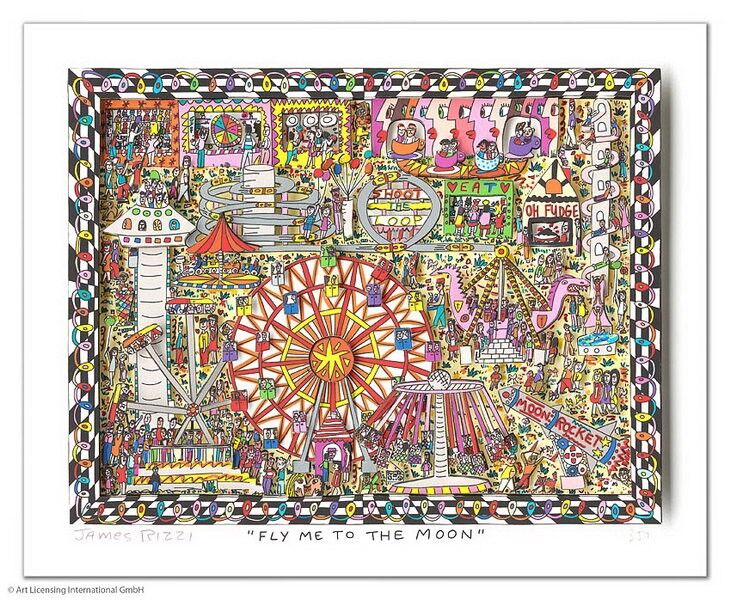 james-rizzi-fly-me-to-the-moon-ungerahmt-kunst-3d james-rizzi-fly-me-to-the-moon-ungerahmt-kunst-3d