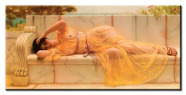Leinwandbild John William Godward - Mädchen im gelben Tuch