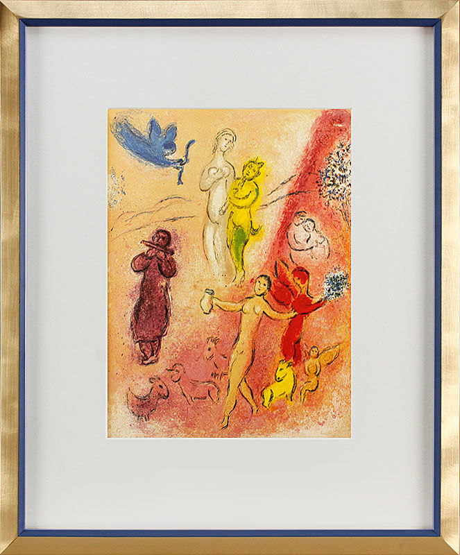 Marc Chagall - DAPHNIS UND CHLOÉ - DIE SYRINX-SAGE Offsetlithographie im Designrahmen Marc Chagall - DAPHNIS UND CHLOÉ - DIE SYRINX-SAGE Offsetlithographie im Designrahmen