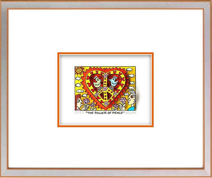 james-rizzi-the-power-of-peace-silber-orange-gerahmt