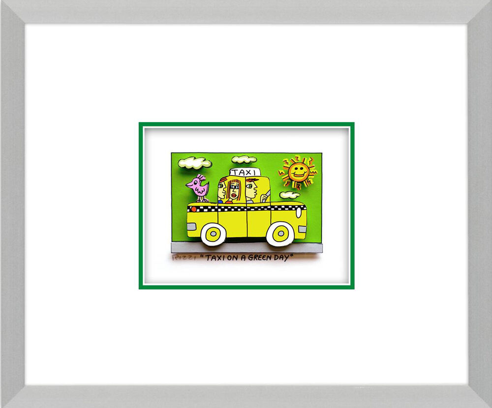 james-rizzi-taxi-on-a-green-day-gerahmt-alu