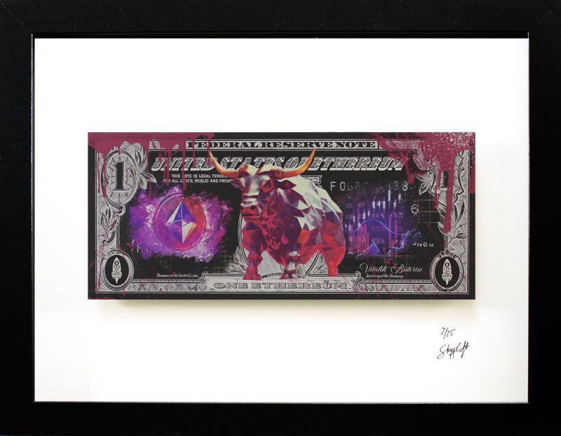 SKYYLOFT - Ethereum Dollar - Bild mit Museumsglas und Bilderrahmen 