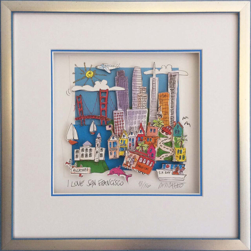 randazzo-i-love-san-francisco-gerahmt-silber-blau randazzo-i-love-san-francisco-gerahmt-silber-blau