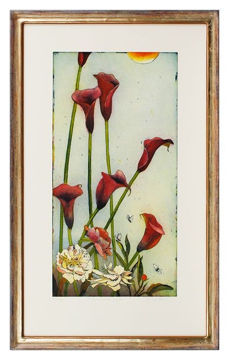 Jutta Votteler. Träumende Kalla Jutta Votteler - Träumende Kalla - Original Farb-Radierung - limitiert und handsigniert