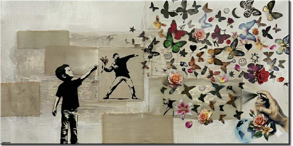 Banksy-Leinwandbild-Flower-Thrower