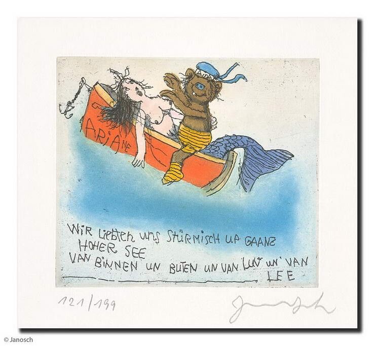 janosch-wir-liebten-uns-auf-ganz-hoher-see-ungerahmt-kunst-radierung janosch-wir-liebten-uns-auf-ganz-hoher-see-ungerahmt-kunst-radierung