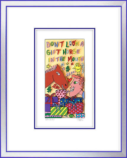 James Rizzi - DONT LOOK a GIFT HORSE in the MOUTH - Original 3D Bild drucksigniert