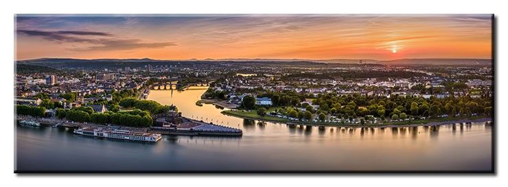Koblenz Abendstimmung Panorama 1 LEINWANDBILD