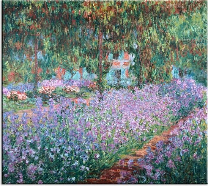 Claude Monet Impressionismus Bilder. Blühende Iris in Monets Garten