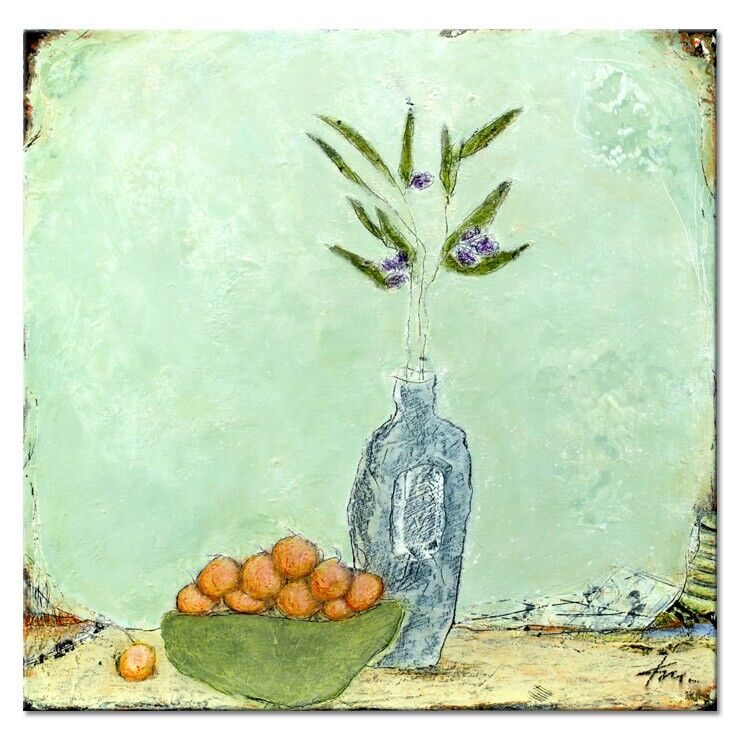 Karin Mele Blumenbilder FRUITS ET OLIVES Karin Melé - Fruits et olives - Original handgemalte Mischtechnik