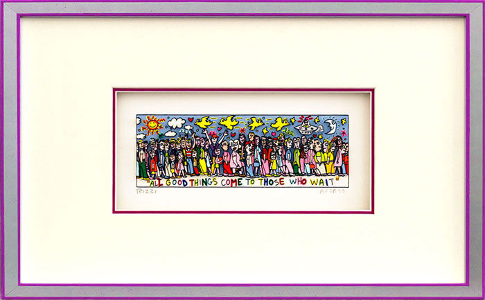 James Rizzi - ALL GOOD THINGS COME TO THOSE WHO WAIT  - Original 3D Bild drucksigniert