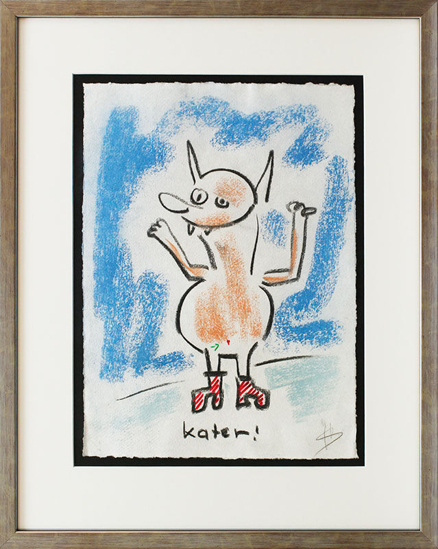 Helge Schneider - KATER original Kohlezeichnung auf Büttenpapier