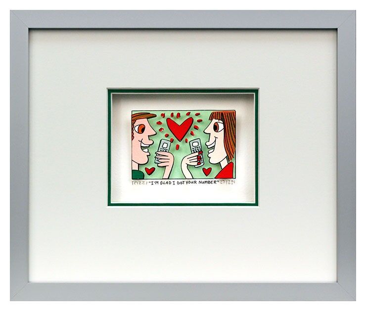 james-rizzi-im-glad-i-got-your-number-gerahmt-kunst-3d james-rizzi-im-glad-i-got-your-number-gerahmt-kunst-3d