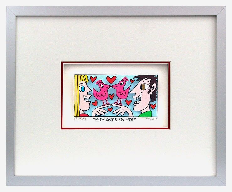 james-rizzi-when-love-birds-meet-gerahmt-kunst-3d james-rizzi-when-love-birds-meet-gerahmt-kunst-3d