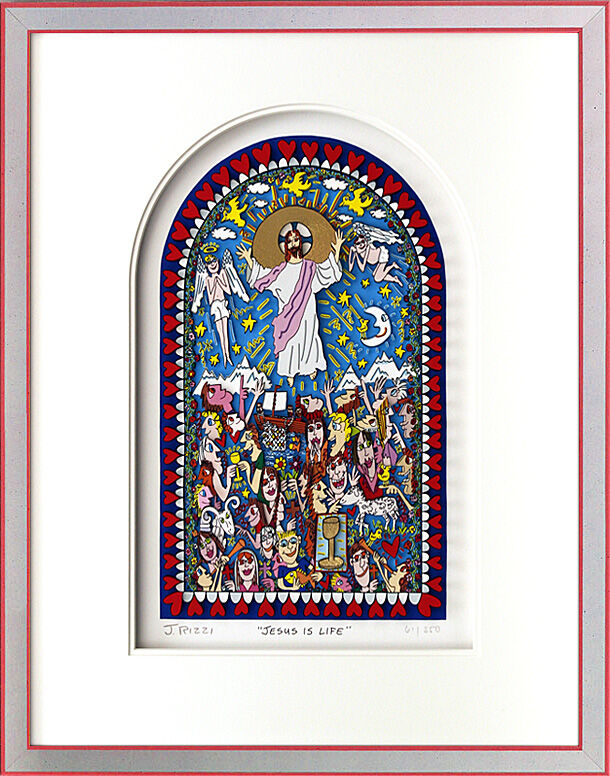 James Rizzi - JESUS IS LIFE - Original 3D Bild drucksigniert