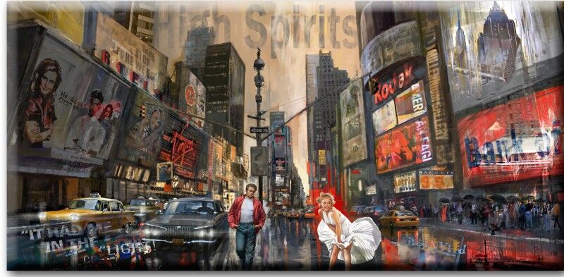 James Dean und Marilyn Monroe High Spirits am Times Square. Leinwandbilder von A. Baecker