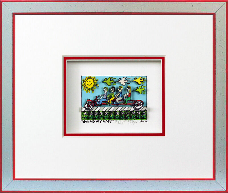 james-rizzi-going-my-way-gerahmt-silber-rot