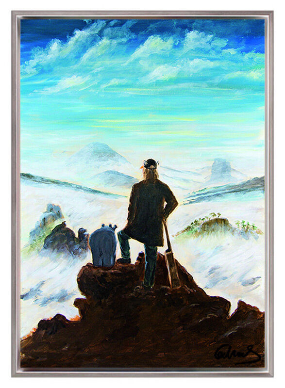 otto-waalkes-zwei-wanderer-über-dem-nebelmeer-gerahmt-caspar-david-friedrich-ottifant