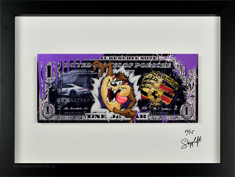 SKYYLOFT - Porsche Tasmanischer Teufel Dollar - Bild mit Museumsglas und Bilderrahmen  SKYYLOFT - Porsche Tasmanischer Teufel Dollar - Bild mit Museumsglas und Bilderrahmen