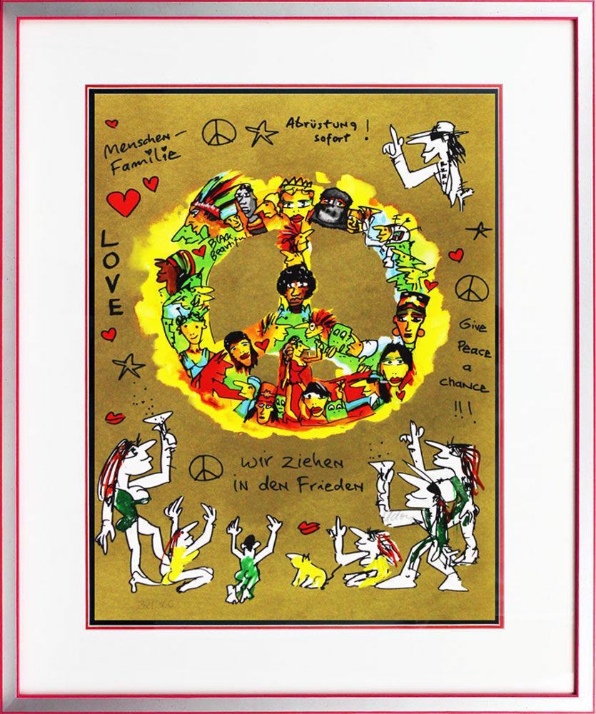 Lindenberg-peace-handbemalung-gerahmt-silber-rot