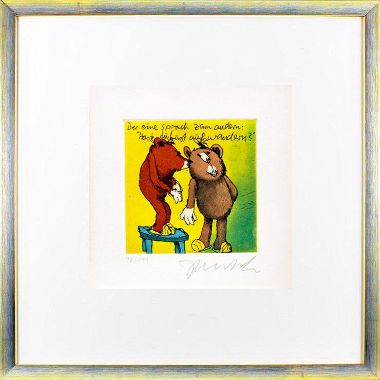 janosch-der-eine-sprach-zum-anderen-hast-du-lust-zum-wandern-gerahmt-kunst-radierung janosch-der-eine-sprach-zum-anderen-hast-du-lust-zum-wandern-gerahmt-kunst-radierung