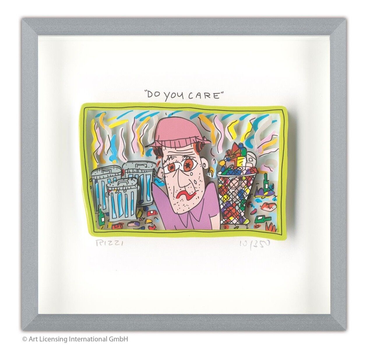 james-rizzi-do-you-care-gerahmt-kunst-3d james-rizzi-do-you-care-gerahmt-kunst-3d