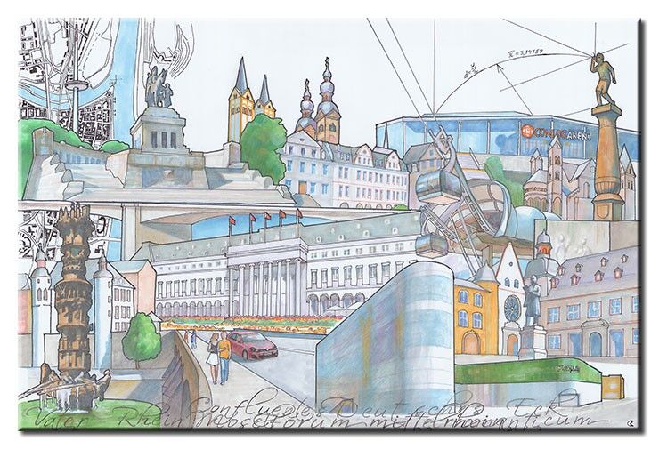 Koblenz Collage mit Forum LEINWANDBILD