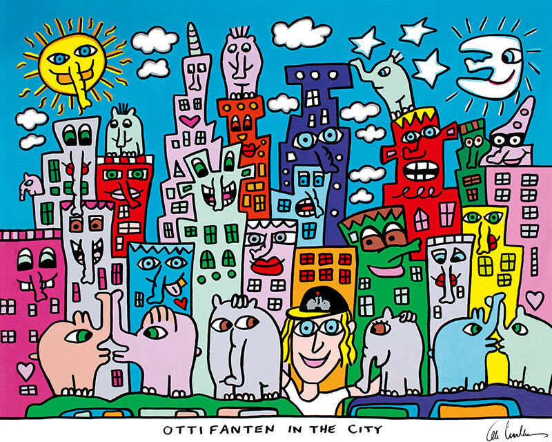 otto-waalkes-ottifanten-in-the-city-ungerahmt-james-rizzi-pop-art