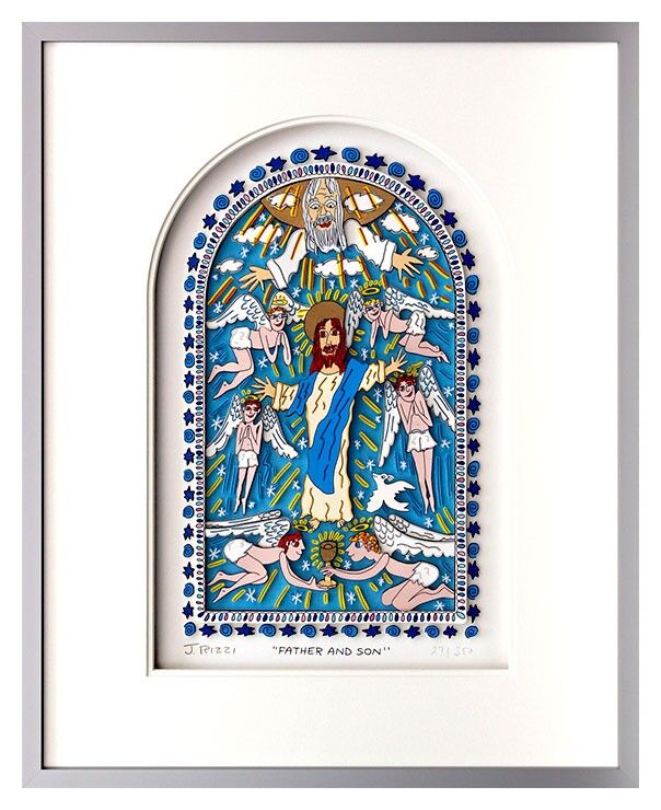 james-rizzi-father-and-son-gerahmt-kunst-3d james-rizzi-father-and-son-gerahmt-kunst-3d