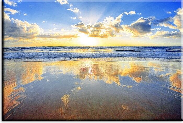 Meeresbilder Golden sunrise over ocean auf Leinwand