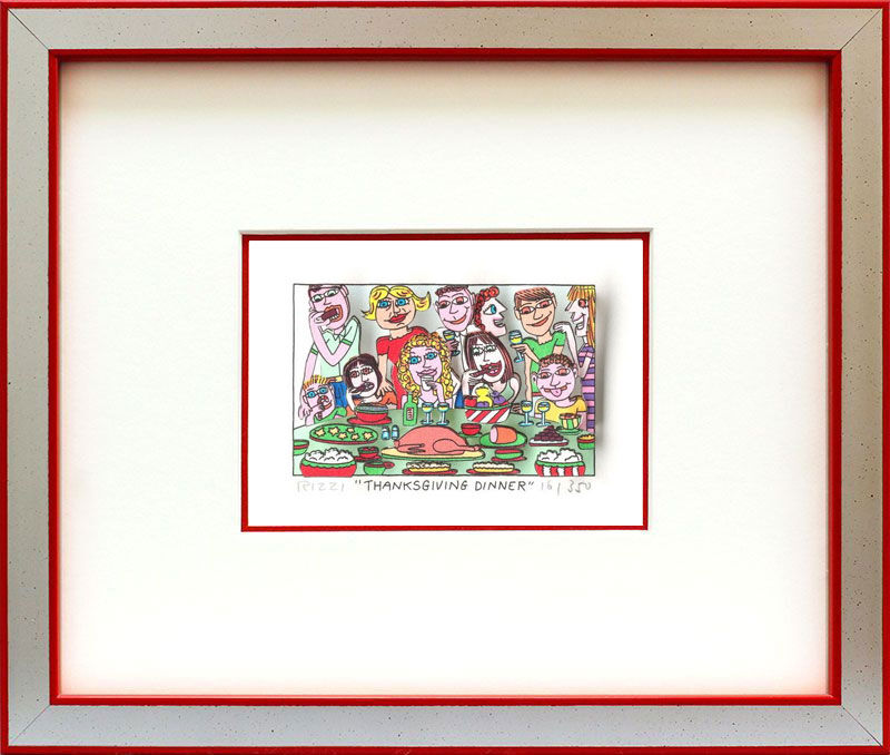 james-rizzi-thanksgiving-dinner-gerahmt-kunst-3d