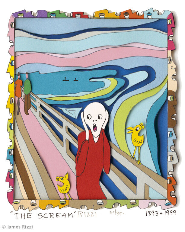 James Rizzi - THE SCREAM - Original 3D Bild HANDSIGNIERT