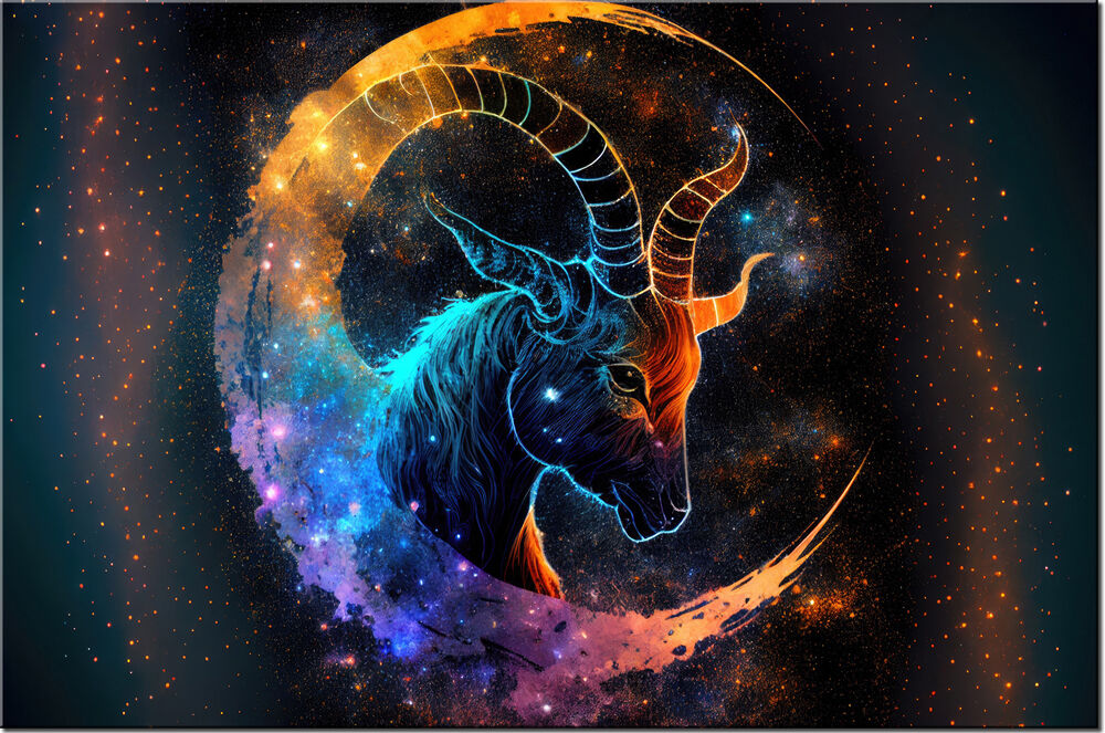 Modernes Leinwandbild - Sternzeichen - STEINBOCK